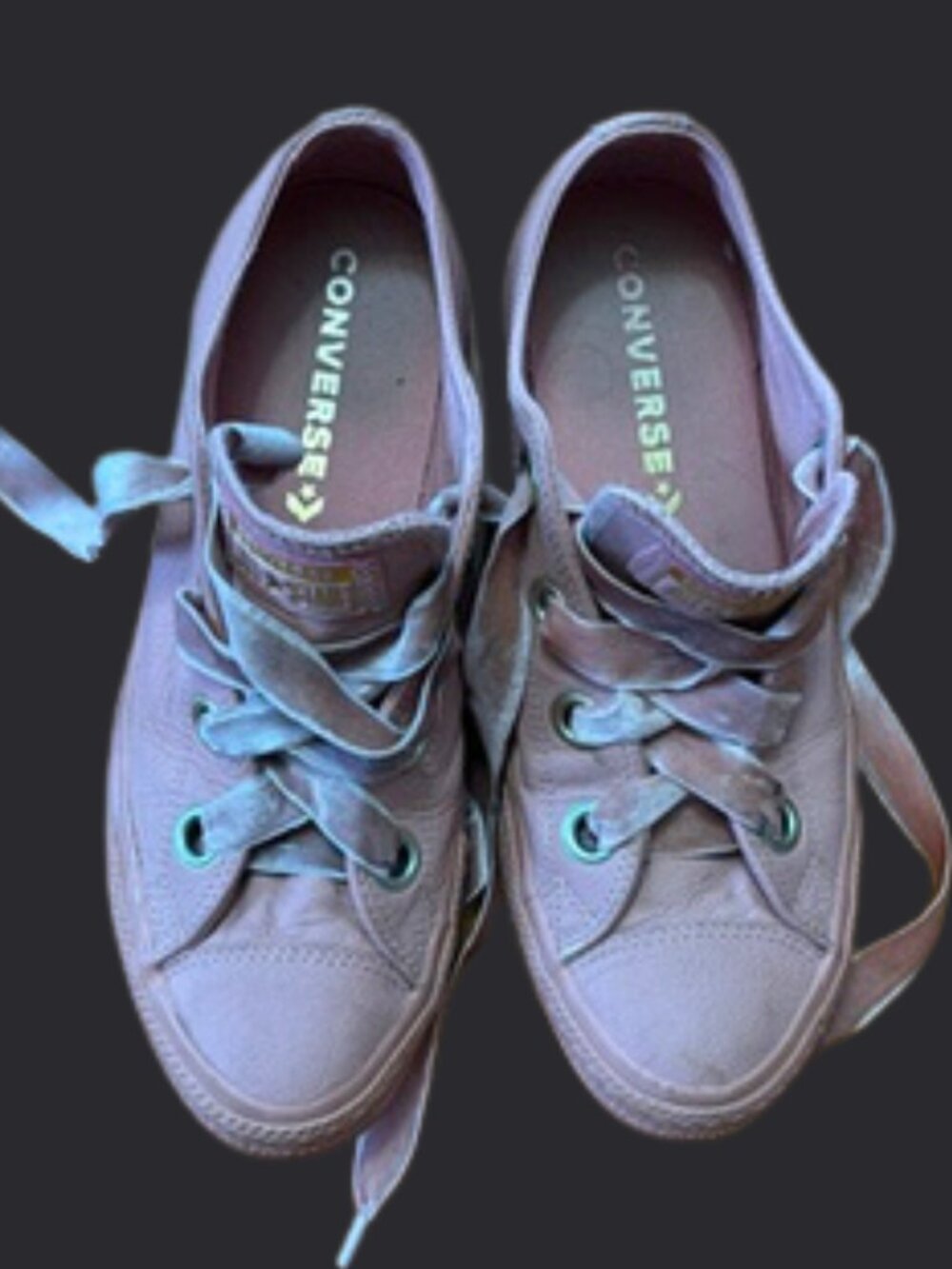 Balletcore Romantic Rose Leather Velvet Ribbon Laces Converse Low Top  Size 9W